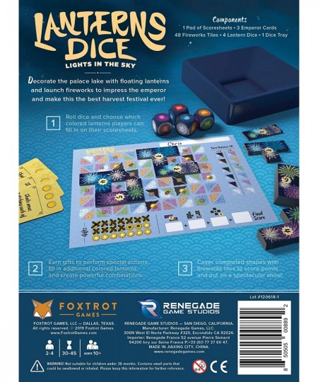 Lanterns Dice - Lights in The Sky Card Dice Board Game 2-4 Players 30-45 Min Ages 10 and Up Decorate The Palace Lake with Flo...