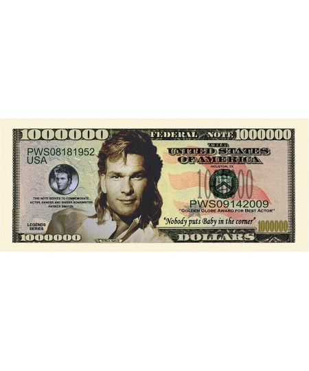 Pack of 10 - Patrick Swayze Million Dollar Bills $16.09 - Gags & Practical Joke Toys