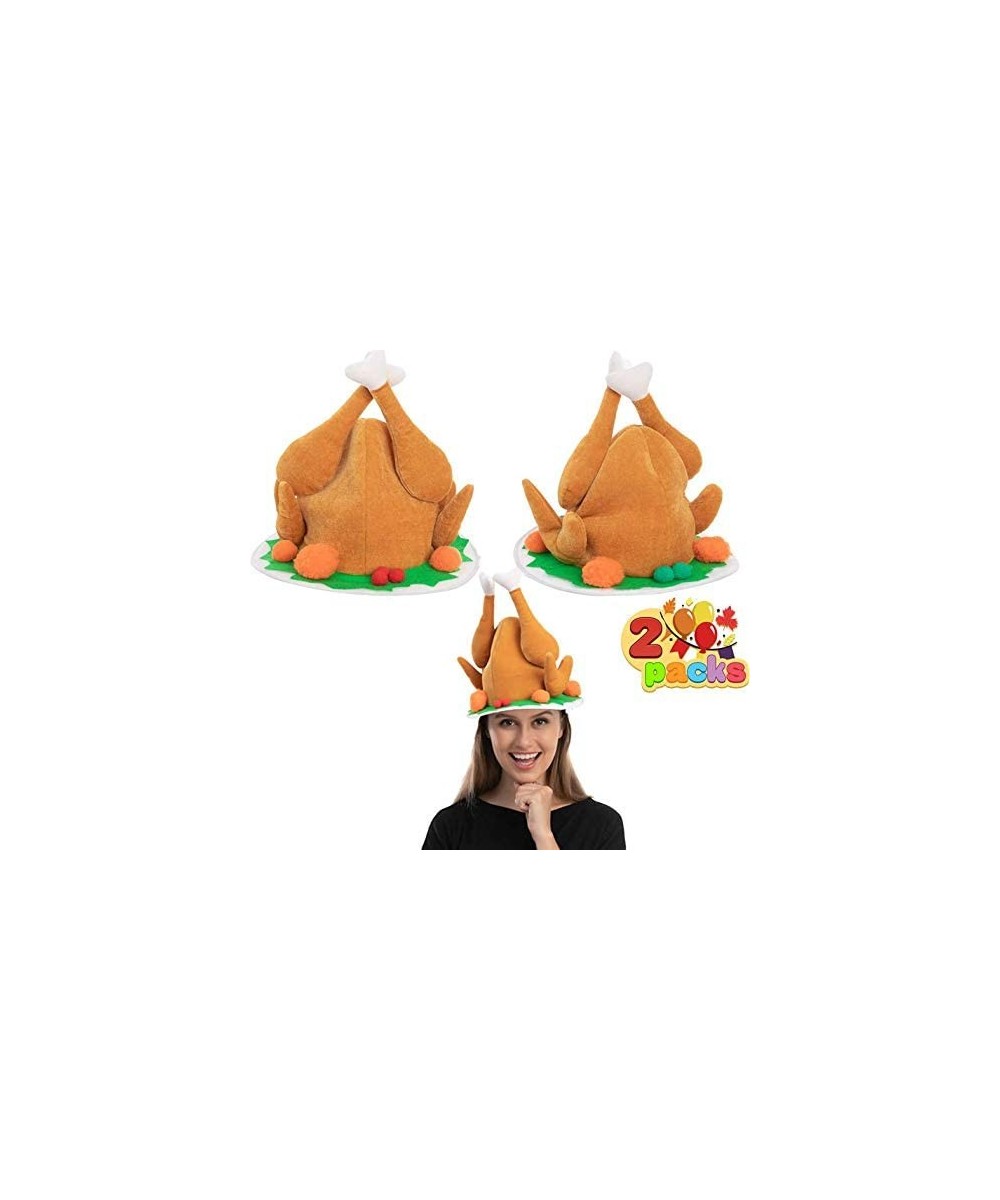 2 Pack Plush Roasted Turkey Hat for Thanksgiving Night Event Dress-up Party Thanksgiving Decoration Role Play Carnival Cospla...