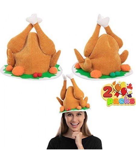 2 Pack Plush Roasted Turkey Hat for Thanksgiving Night Event Dress-up Party Thanksgiving Decoration Role Play Carnival Cospla...