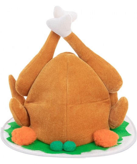 2 Pack Plush Roasted Turkey Hat for Thanksgiving Night Event Dress-up Party Thanksgiving Decoration Role Play Carnival Cospla...