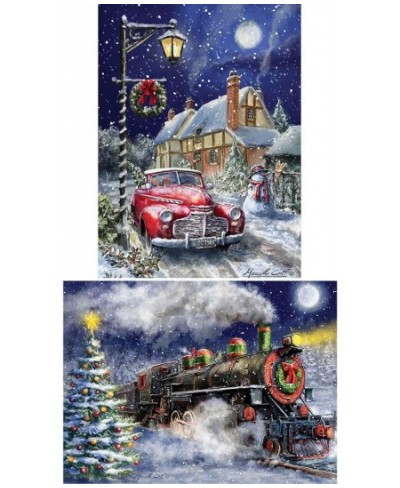 - Value Set of Two (2) 1000 Piece Jigsaw Puzzles for Adults - Each Puzzle Measures 20" X 27" - Classic Winter Holiday Jigsaws...