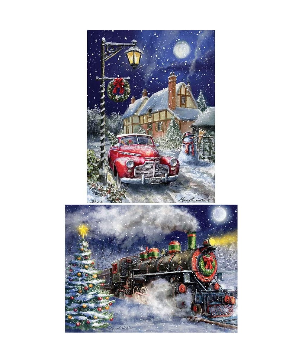 - Value Set of Two (2) 1000 Piece Jigsaw Puzzles for Adults - Each Puzzle Measures 20" X 27" - Classic Winter Holiday Jigsaws...