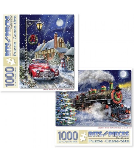 - Value Set of Two (2) 1000 Piece Jigsaw Puzzles for Adults - Each Puzzle Measures 20" X 27" - Classic Winter Holiday Jigsaws...