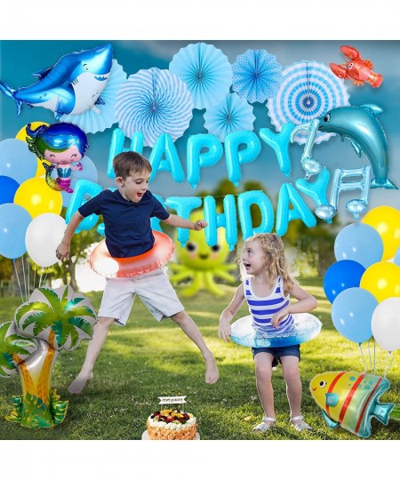 Ocean Theme Birthday Party Decorations Shark Birthday Decorations for Boys - Under the Sea Party Include Sea Animal Balloons ...