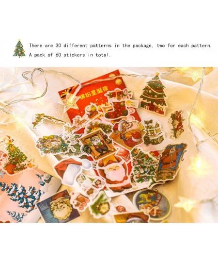 240 PCs Vintage Christmas Stickers Kit Christmas Trees Santa Claus Scrapbook Washi Stickers Decorative Washi Stickers for Jou...