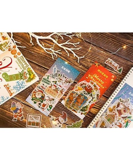 240 PCs Vintage Christmas Stickers Kit Christmas Trees Santa Claus Scrapbook Washi Stickers Decorative Washi Stickers for Jou...