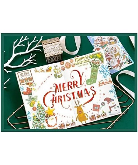 240 PCs Vintage Christmas Stickers Kit Christmas Trees Santa Claus Scrapbook Washi Stickers Decorative Washi Stickers for Jou...