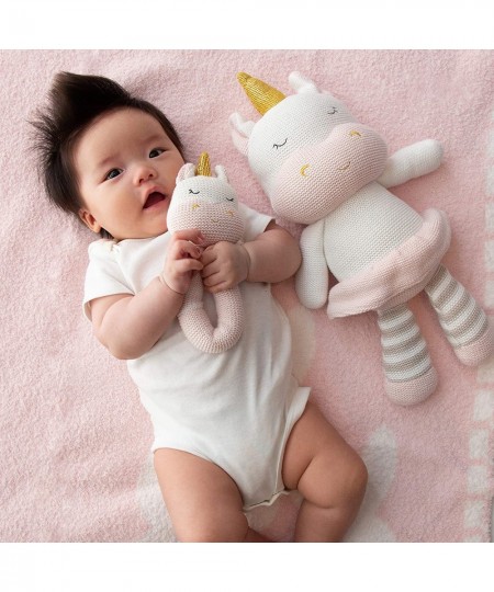 Baby Knitted Toy Rattle - Kenzie Unicorn -Premium HIGH Quality 100% Cotton Super Cute Soft & Fun Stuffed Animal Character | f...