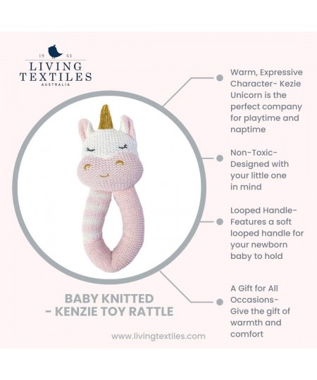 Baby Knitted Toy Rattle - Kenzie Unicorn -Premium HIGH Quality 100% Cotton Super Cute Soft & Fun Stuffed Animal Character | f...