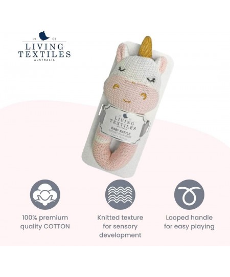 Baby Knitted Toy Rattle - Kenzie Unicorn -Premium HIGH Quality 100% Cotton Super Cute Soft & Fun Stuffed Animal Character | f...