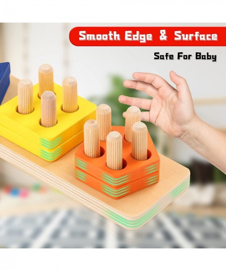 Wooden Sorting & Stacking Toys for Toddler 2 3 4 Year Old Montessori Toys Shape Sorter Color Recognition Educational Puzzle B...