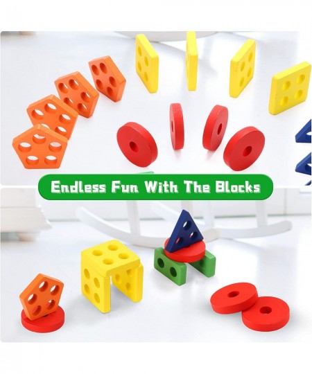 Wooden Sorting & Stacking Toys for Toddler 2 3 4 Year Old Montessori Toys Shape Sorter Color Recognition Educational Puzzle B...