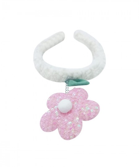 Flower Party Headband Supplies Sequins Plush Head Boppers Cute Costume Headwear Holiday Photo Prop for Women Girls Pink $21.6...