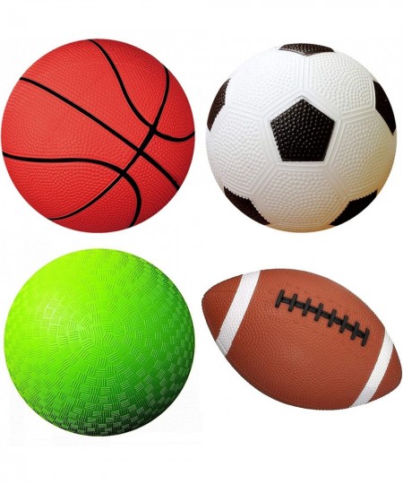 Pack of 4 Sports Balls with 1 Pump: 1 Each of 5" Soccer Ball 5" Basketball 5" Playground Ball and 6.5" Football (4 Balls and ...