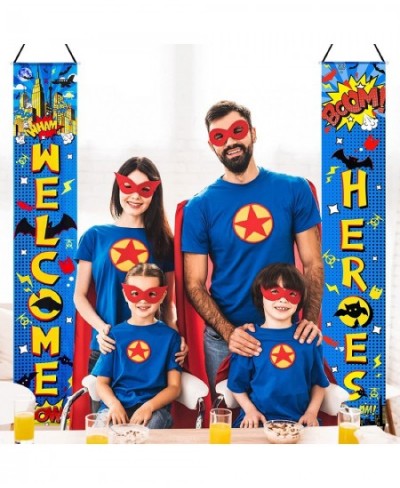 Hero Decorations Hero Backdrop Hero Porch Sign Banners Welcome Hanging Hero Decoration for Super Fun Hero Party Wall Decorati...