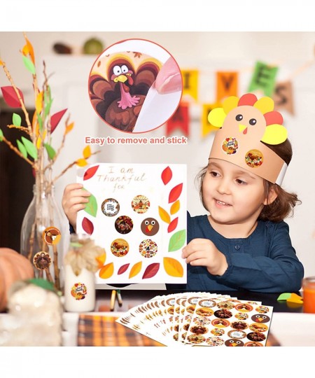 Happy Thanksgiving Stickers 600 Pcs Wonderful Thanksgiving Stickers for Kids in Different Fall Thanksgiving Styles Patterns B...