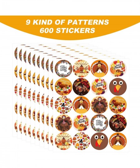 Happy Thanksgiving Stickers 600 Pcs Wonderful Thanksgiving Stickers for Kids in Different Fall Thanksgiving Styles Patterns B...