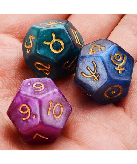 9Pcs 12-Sided Tarot Dice Resin Polyhedral Astrology Tarot Constellation Divination Tarot Cards Game Dice $16.76 - Game Access...