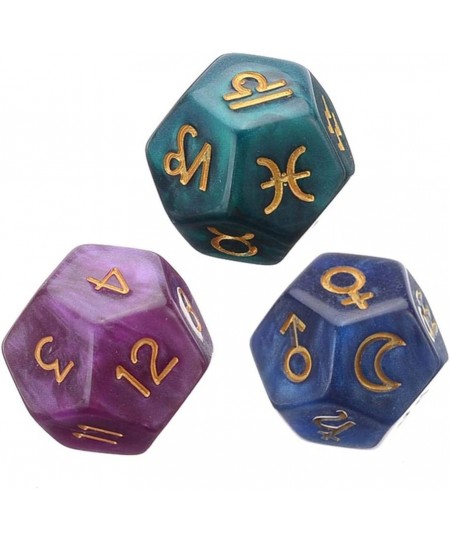 9Pcs 12-Sided Tarot Dice Resin Polyhedral Astrology Tarot Constellation Divination Tarot Cards Game Dice $16.76 - Game Access...