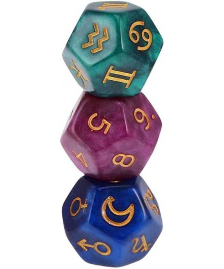 9Pcs 12-Sided Tarot Dice Resin Polyhedral Astrology Tarot Constellation Divination Tarot Cards Game Dice $16.76 - Game Access...