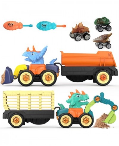 Toddlers Sand Toys for Age 3-5 5 Pack Dinosaur Toys for Kids 3-5 Boys Educational Sandbox Take Apart Construction Truck STEM ...