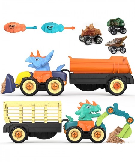 Toddlers Sand Toys for Age 3-5 5 Pack Dinosaur Toys for Kids 3-5 Boys Educational Sandbox Take Apart Construction Truck STEM ...