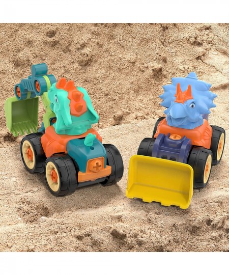 Toddlers Sand Toys for Age 3-5 5 Pack Dinosaur Toys for Kids 3-5 Boys Educational Sandbox Take Apart Construction Truck STEM ...