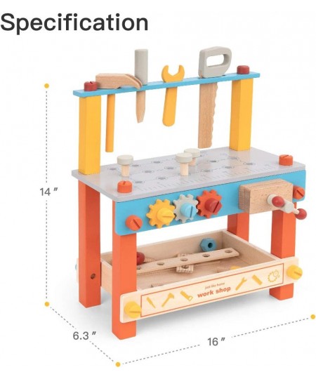 Wooden Play Tool Workbench Set for Kids Toddlers Construction Tool Playset Toys Gift for Boys Girls $56.57 - Toy Construction...