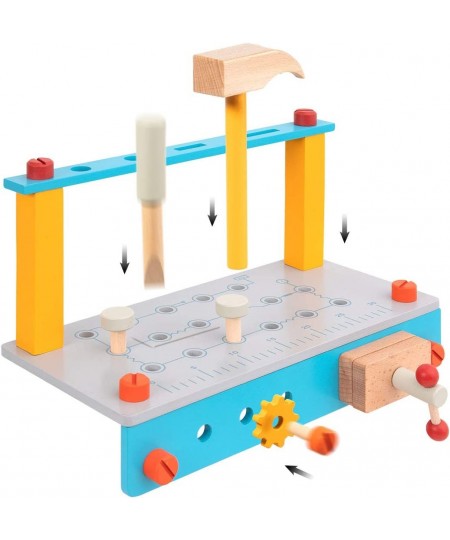 Wooden Play Tool Workbench Set for Kids Toddlers Construction Tool Playset Toys Gift for Boys Girls $56.57 - Toy Construction...