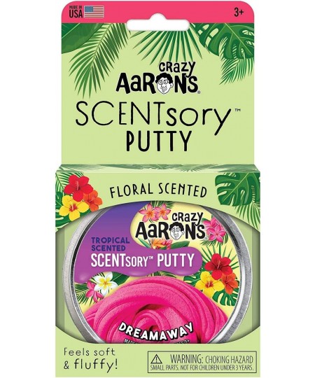 SCENTsory Scented Thinking Putty Dreamaway 2.75" Tin - Tropical Fruit Scented Pink Putty Toy- Fluffy Texture Never Dries Out ...