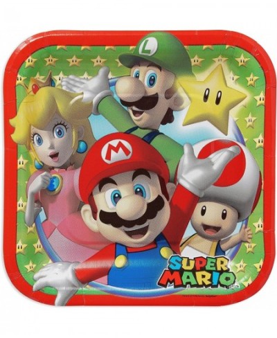 Super Mario Brothers Square Paper Plates - 7" - Multicolor - Pack of 8 $15.19 - Kids' Party Tableware