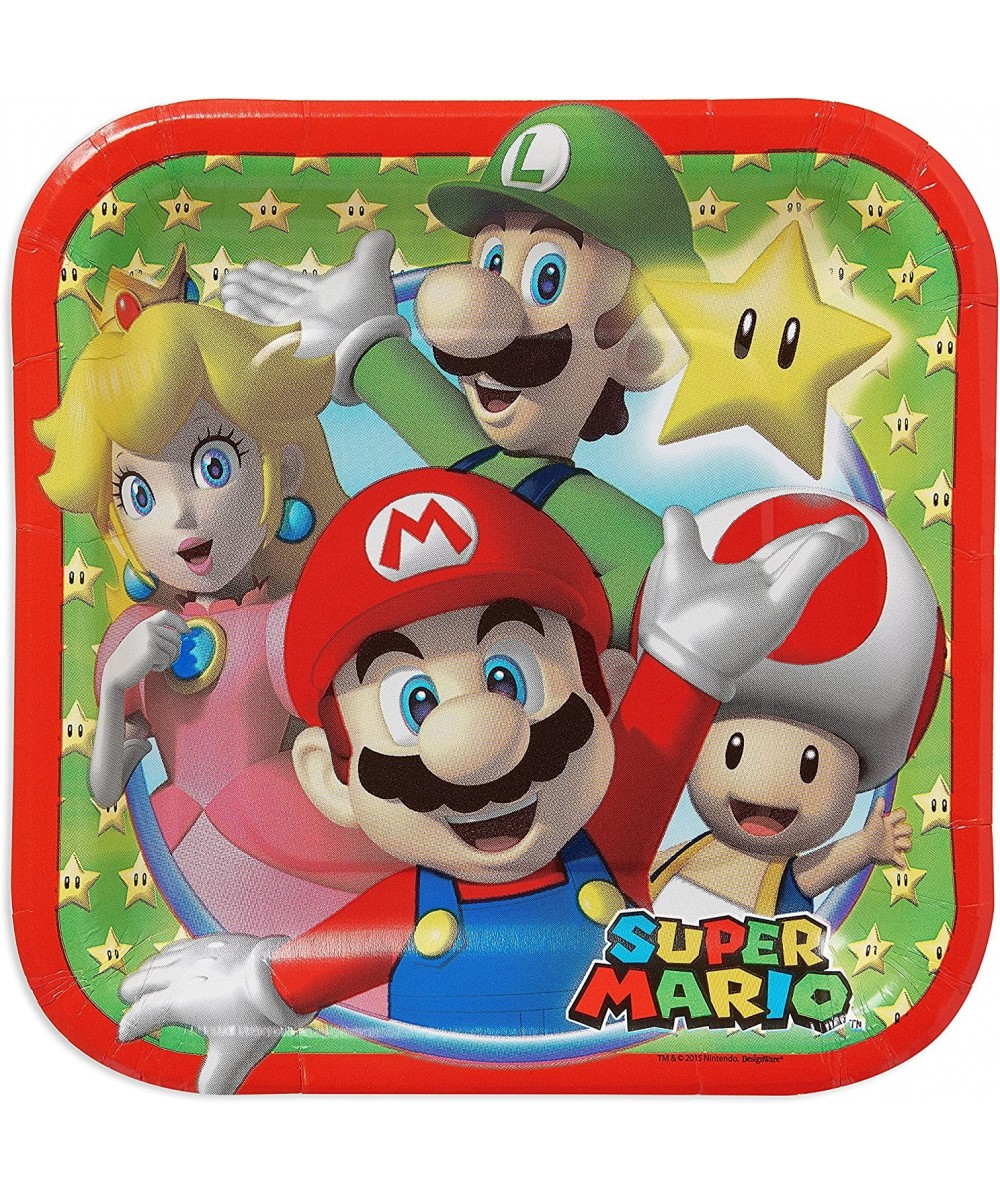 Super Mario Brothers Square Paper Plates - 7" - Multicolor - Pack of 8 $15.19 - Kids' Party Tableware