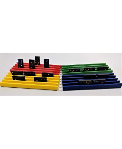 Set of Four Plastic (PLA) Domino Trays – Premium Holder Racks for Domino Tiles Great for Mexican Train Mahjong Chickenfoot Do...