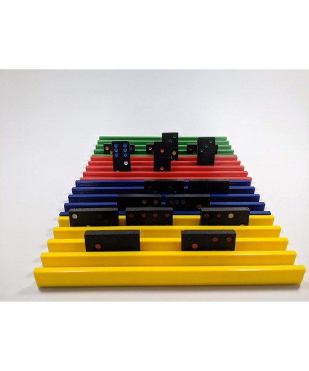 Set of Four Plastic (PLA) Domino Trays – Premium Holder Racks for Domino Tiles Great for Mexican Train Mahjong Chickenfoot Do...