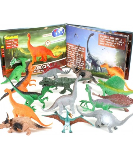 15 Piece Dinosaur Toy Figures with Hardcover Book Set for Boys & Girls Ages 3 4 5 6 7 8 9 10 Year Old Plastic Educational Jur...