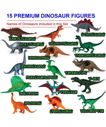 15 Piece Dinosaur Toy Figures with Hardcover Book Set for Boys & Girls Ages 3 4 5 6 7 8 9 10 Year Old Plastic Educational Jur...