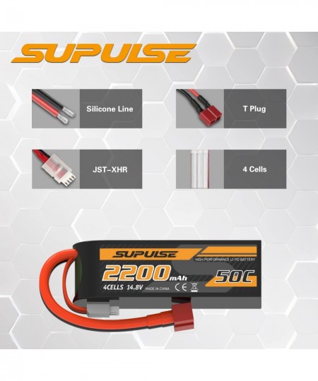 4S 14.8V 2200mAh 50C Lipo Battery with T Plug for RC Car RC Boat RC Truck RC Helicopter RC Quadcopter RC Airplane RC Racing M...