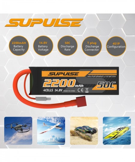 4S 14.8V 2200mAh 50C Lipo Battery with T Plug for RC Car RC Boat RC Truck RC Helicopter RC Quadcopter RC Airplane RC Racing M...