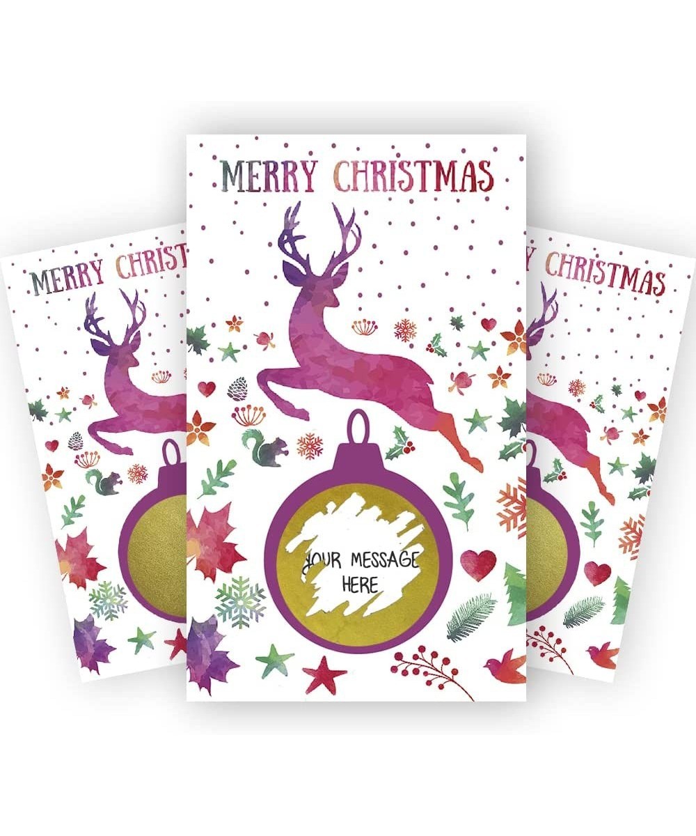 Blank Christmas Party Scratch Off Cards Vouchers(50 Pieces) Christmas Elk Festive Raffle Games Prizes Tickets Christmas Winte...