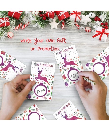 Blank Christmas Party Scratch Off Cards Vouchers(50 Pieces) Christmas Elk Festive Raffle Games Prizes Tickets Christmas Winte...