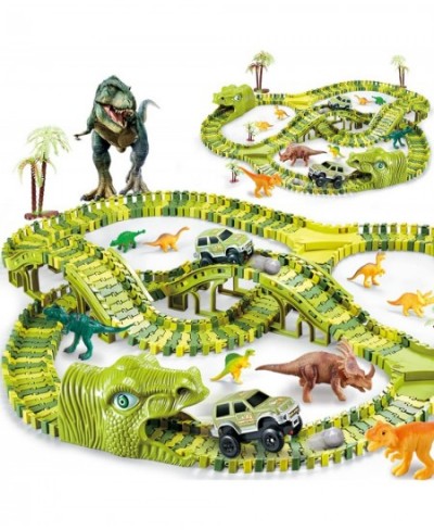 Dinosaur Toys 280Pcs for Kids Create A Dinosaur World Race Track Flexible Race Track with 2 Electric Race Cars Christmas Birt...