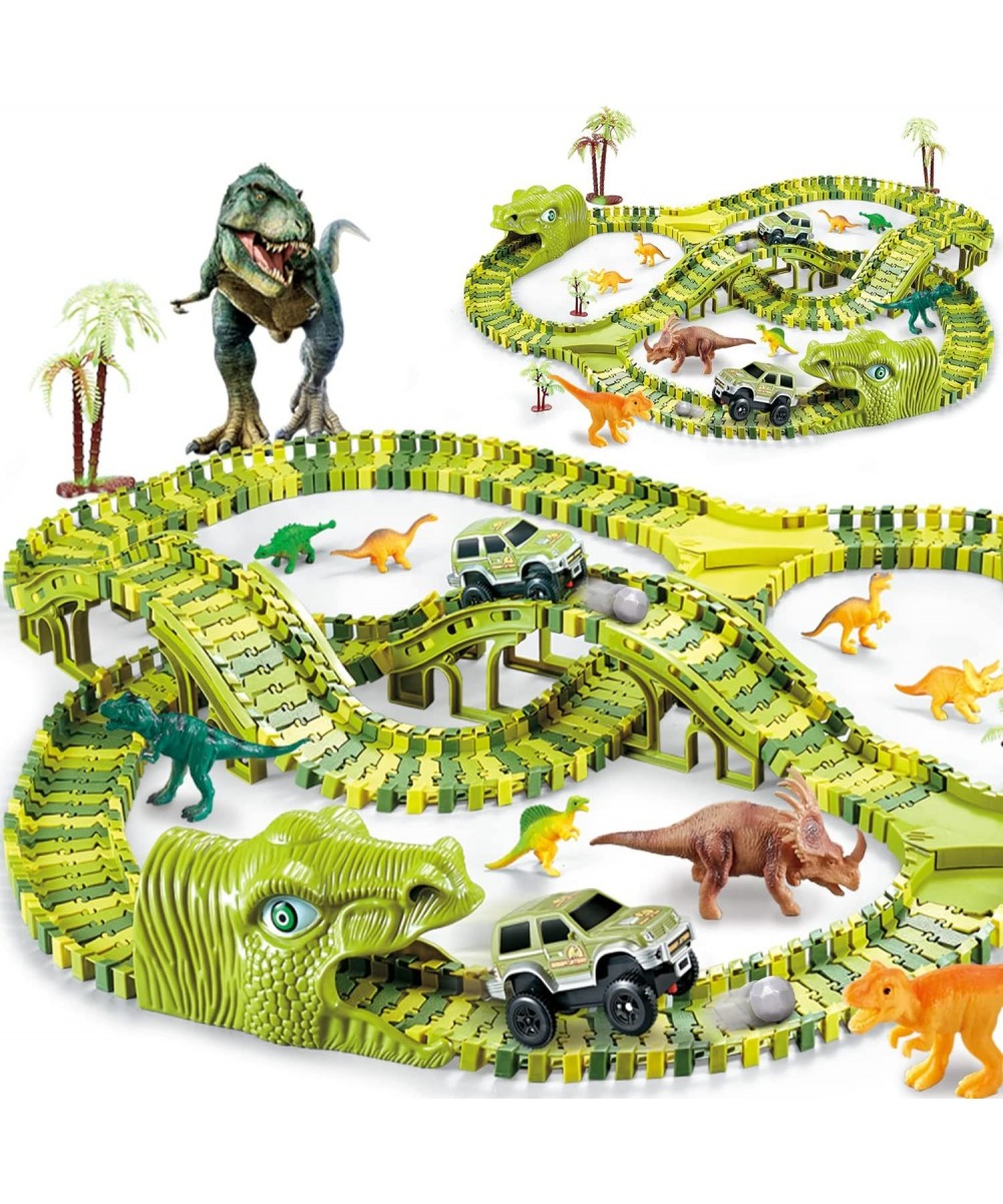 Dinosaur Toys 280Pcs for Kids Create A Dinosaur World Race Track Flexible Race Track with 2 Electric Race Cars Christmas Birt...