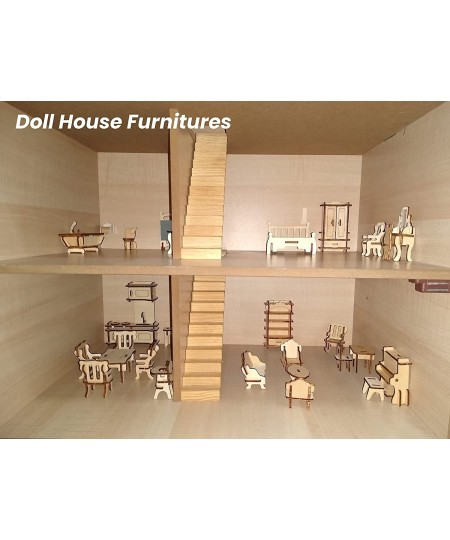 34PCS Dollhouse Furnitures Kit -Wooden 3D Puzzle - Scale Miniature Models Doll House DIY Accessories $19.33 - Dollhouses