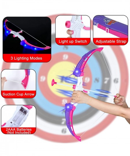 Kids Bow and Arrow Set with Stand Target Light Up Archery Toy Kit with 2 Bows 12 Arrows 2 Quivers 3 Foam Targets and 1 Stand ...