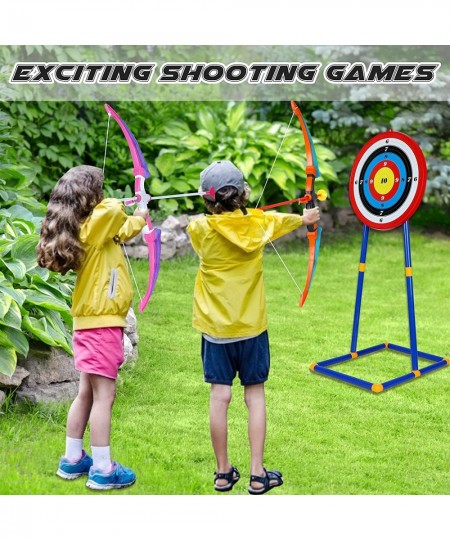 Kids Bow and Arrow Set with Stand Target Light Up Archery Toy Kit with 2 Bows 12 Arrows 2 Quivers 3 Foam Targets and 1 Stand ...