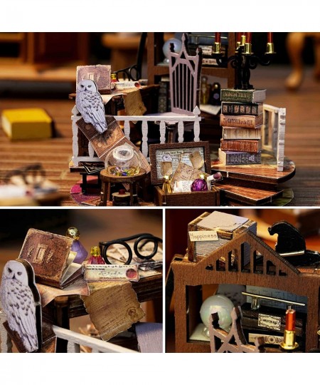 Dollhouse DIY Miniature Wooden Furniture Kit Mini Handmade Doll House Model with Dust Cover & LED 1:24 Scale Creative Woodcra...