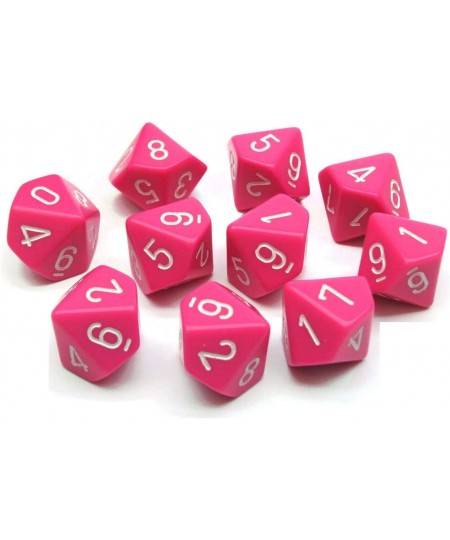 Opaque Pink/White D10 Dice Set (10) $15.27 - Game Accessories