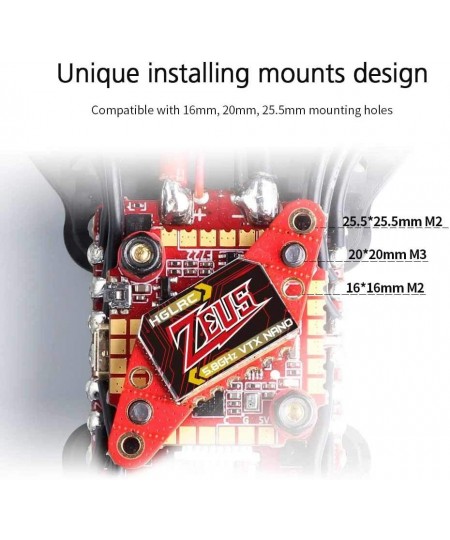 Zeus350mW VTX M2 M3 16x16 20x20 25.5x25.5 5.8GHz Built-in Microphone Switchable FPV Transmitter VTX Betaflight for FPV Racing...