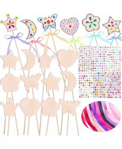 Princess Fairy Wand Kit Include Wooden Fairy Wands Gem Stickers Ribbons Unfinished Wooden Fairy Wand Kit Crafts Moon Butterfl...